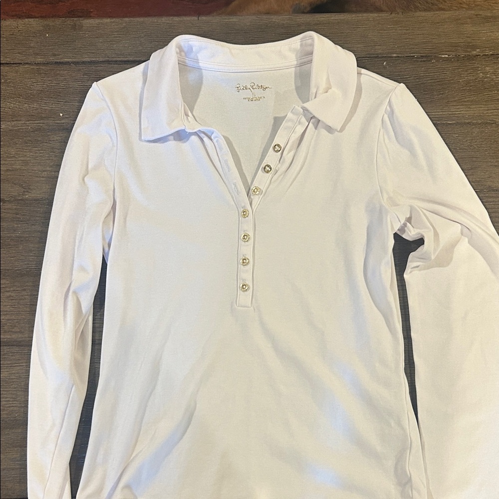 Lilly Pulitzer White Top with Gold Detail